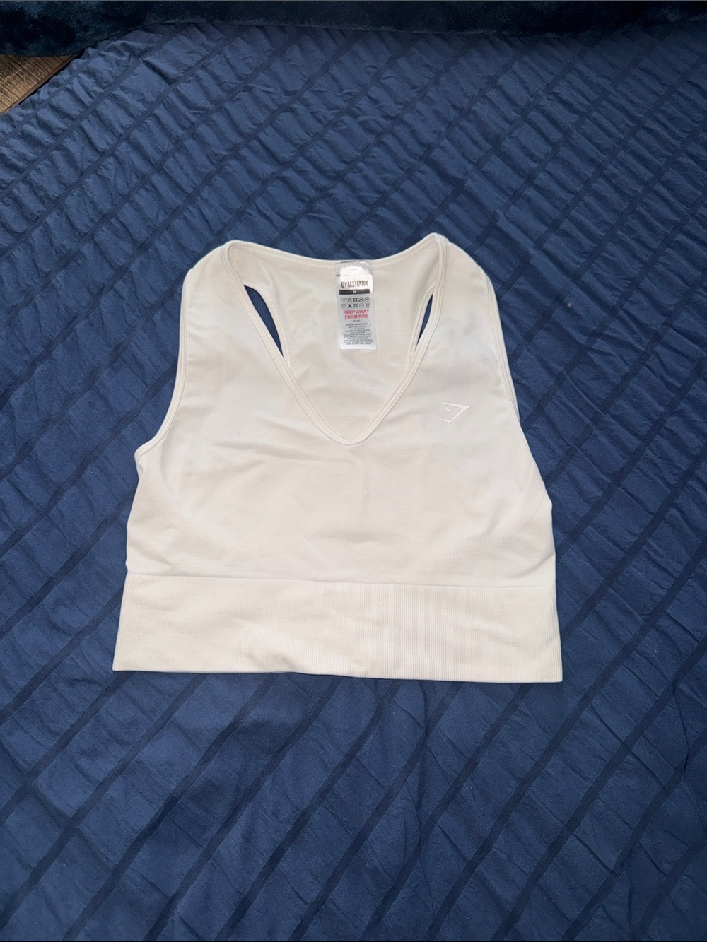 Gymshark White V-Neck Racerback Cropped Tank
